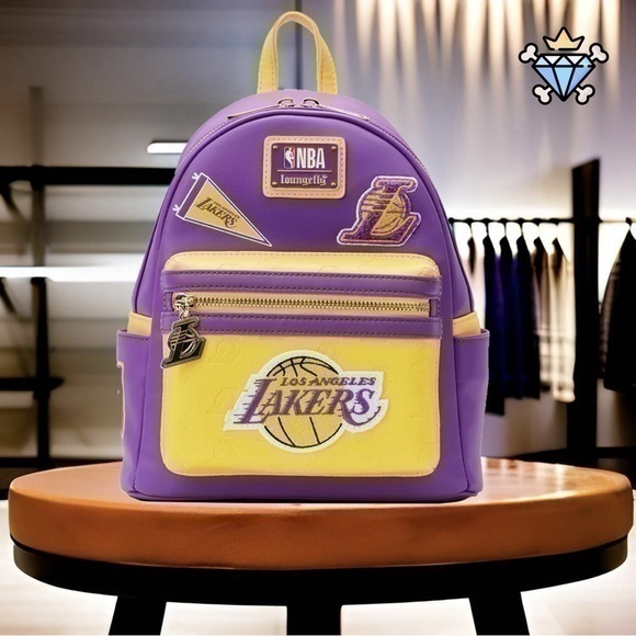 LOUNGEFLY NBA LA LAKERS PATCH ICONS MINI BACKPACK UNISEX STREETWEAR - Picture 1 of 10